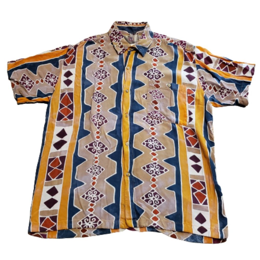 The Territory Ahead Button Up Shirt Multi-color Men's Large L Patterned Colorful